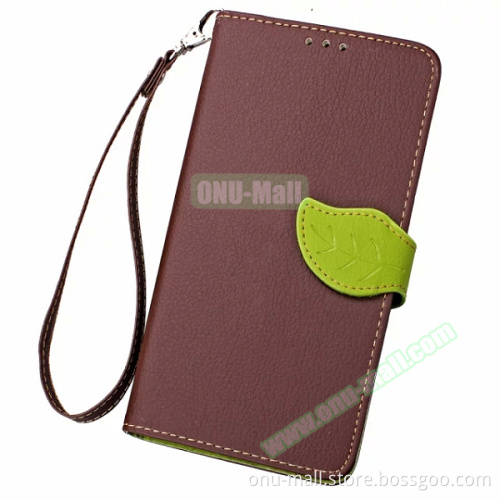 Litchi Texture Leaf Magnetic Snap Flip Leather Wallet Case for LG V10 Phone Case